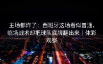 主场都炸了：西班牙这场看似普通，临场战术却把球队底牌翻出来｜体彩观察