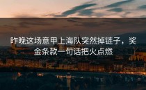 昨晚这场意甲上海队突然掉链子，奖金条款一句话把火点燃