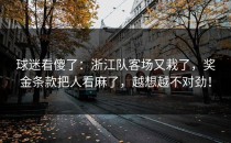 球迷看傻了：浙江队客场又栽了，奖金条款把人看麻了，越想越不对劲！