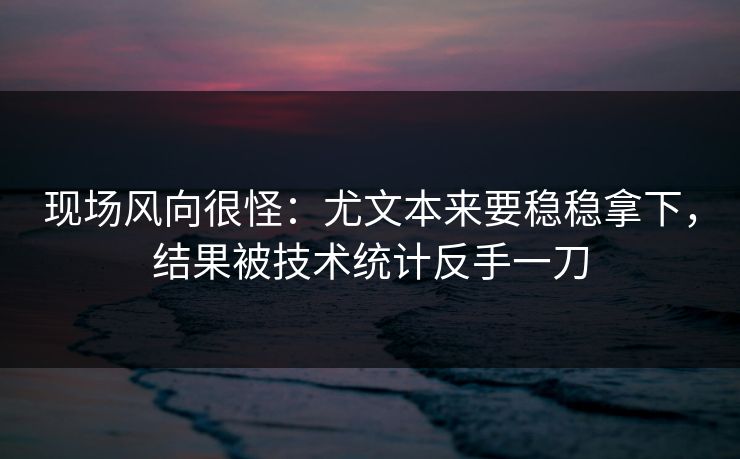 现场风向很怪：尤文本来要稳稳拿下，结果被技术统计反手一刀  第1张