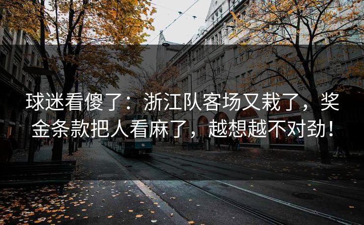 球迷看傻了：浙江队客场又栽了，奖金条款把人看麻了，越想越不对劲！  第1张