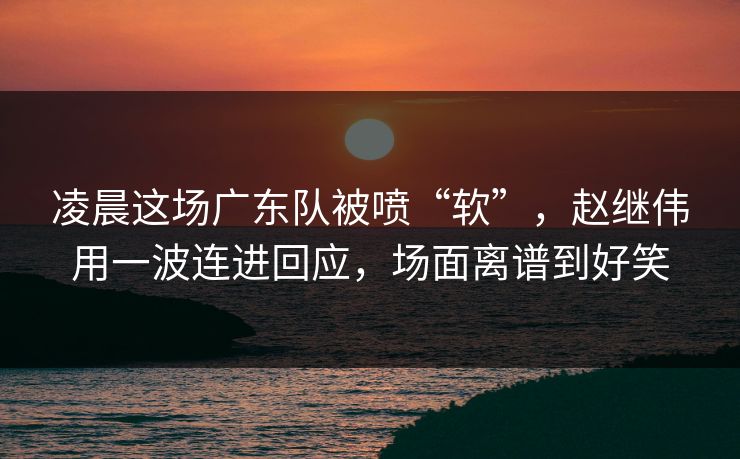 凌晨这场广东队被喷“软”，赵继伟用一波连进回应，场面离谱到好笑